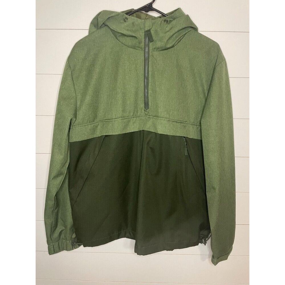 DIP Unisex Color Block Green Pullover Hooded Rain Jacket Wind Breaker Sz. Medium